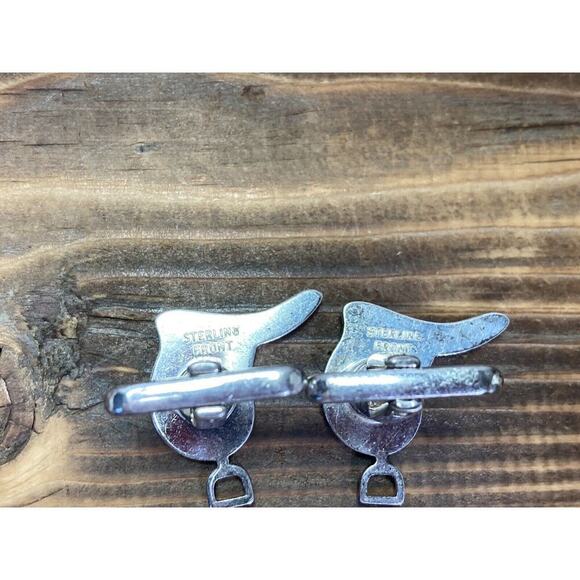 Vintage Hickok Sterling Silver Front Saddle Shaped Cuff Links Men’s Gift - Picture 6 of 10